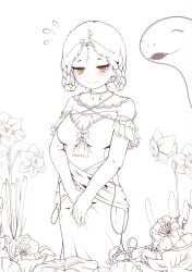 1girls 2022 2d breasts calet cleavage clothing cute elden_ring female female_only fromsoftware light-skinned_female rya_(elden_ring) snake snake_girl tight_clothing wholesome