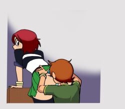 ass_on_face big_ass derracken kim_pine miniskirt red_hair scott_pilgrim sniffing_anus unseen_male_face