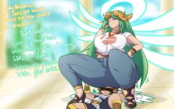 ass_on_face big_ass facesitting fart_worship femdom forced_to_sniffing gobrush height_difference imminent_fart jeans kid_icarus kid_icarus_uprising nintendo palutena pit pit_(kid_icarus) thick_ass thick_legs thick_thighs