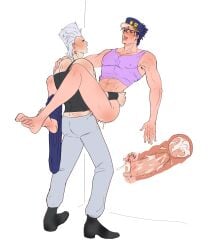 2boys abs against_wall armpit_hair big_penis cum cum_inside cuntboy duo duo_focus fucked_silly human intersex jean_pierre_polnareff jojo's_bizarre_adventure jotaro_kujo leg_lock lifted_by_another male male_focus male_only muscular muscular_cuntboy muscular_male partially_clothed penis stardust_crusaders vaginal_penetration vintaro x-ray yaoi