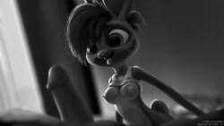 2022 anthro breasts catherine_hopps_(siroc) clothed clothing disney duo erection exposed_breasts faceless_character faceless_male fan_character female female_focus genitals greyscale hi_res lagomorph leporid looking_at_genitalia looking_at_penis male male/female mammal medium_breasts monochrome nipples open_mouth penis rabbit raised_clothing raised_shirt raised_topwear shirt solo_focus tongue tongue_out topwear twilightchroma zootopia