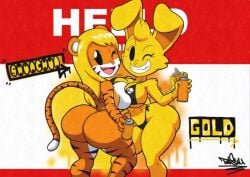 big_ass big_breasts gold graffiti no_humans omegabrawl poster_bun_bun shunchun_(the-urban-tiger) tansau