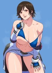 1girls 2d bikini_top breasts brown_eyes brown_hair cirenk cleavage female female_only kazama_asuka large_breasts light-skinned_female short_hair sideboob smile tekken tekken_7 thick_thighs thunder_thighs tomboy underboob