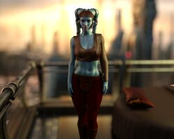 1girls 3d aayla_secura alien alien_girl athletic athletic_female clothed drinkerofskies facing_viewer female female_only female_protagonist fit fit_female fully_clothed humanoid indoors jedi large_breasts lekku looking_at_viewer posing solo star_wars twi'lek