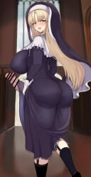 1futa big_ass big_breasts big_penis blacktan blonde_hair censored dress_inside_ass erect_nipples erect_nipples_under_clothes erect_penis erection erection_under_clothes futanari huge_ass huge_breasts huge_cock huge_penis nijisanji nun nun's_habit nun_outfit sister_cleaire virtual_youtuber