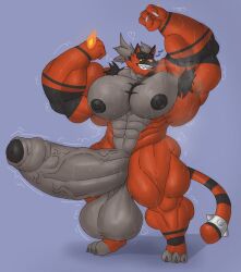 abs anthro balls biceps bodybuilder boner erection furry gab_art grey_body grey_penis hyper hyper_balls hyper_genitalia hyper_muscles hyper_penis hyper_testicles incineroar male male_focus male_only multicolored_body muscles muscular muscular_arms muscular_ass muscular_back muscular_legs muscular_male muscular_thighs musk nipples nude pecs penis pokemon red_body solo solo_male sweat sweating sweating_profusely sweaty testicles veins veiny_penis