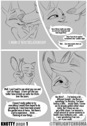 2022 anthro anthro_on_anthro black_and_grey bodily_fluids canid canine closed_eyes comic dialogue disney duo english_text female fox french_kissing grey_background hi_res interspecies judy_hopps kissing lagomorph leporid male male/female mammal monochrome nick_wilde nude rabbit saliva saliva_string simple_background sketch text tongue tongue_out twilightchroma zootopia