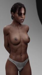 1girls 3d 9:16 abs african african_female animated areola arms_behind_back athletic bangs bound bound_wrists breasts capcom dark-skinned_female dark_nipples dark_skin exposed_breasts fatcat17 female female_only female_protagonist fit fit_female human lace-trimmed_panties medium_breasts navel nipples no_bra no_sound panties panties_only ponytail resident_evil resident_evil_5 sheva_alomar shorter_than_10_seconds solo solo_female solo_focus stomach topless vertical_video video white_panties