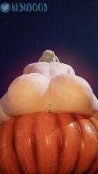 1girls 3d ass big_ass big_breasts bl3ndood_(artist) blizzard_entertainment breasts brigitte busty female light-skinned_female light_skin nude nude_female overwatch pumpkin sitting tattoo thick_thighs voluptuous wide_hips