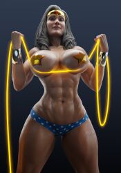 1girls 3d abs amazon batesz big_breasts black_hair blue_panties bracelet bracelets breasts dc dc_comics diana_prince dominant_female female female_focus female_only femdom injustice_2 lasso_of_truth long_hair looking_at_viewer muscular_female nipple_covers olive_skin panties pasties solo solo_female solo_focus superheroine tiara topless wonder_woman wonder_woman_(series)