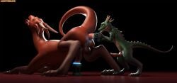 3d_(artwork) anal anal_sex anthro crittermatic digital_media_(artwork) dragon duo feral hi_res kobold male male/male penetration portal_fleshlight