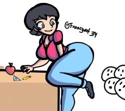 1girls 2022 animated animation apple ass background bending bending_forward bending_over bent_forward bent_over big_ass big_breasts big_butt biting_lip black_hair blue_jeans blue_pants boing bottom_heavy bottomwear bounce bouncing bouncing_ass bouncing_breasts bouncing_butt breasts clap clapping clapping_ass clapping_buttocks clapping_cheeks cleavage cleavage_window clenched_teeth clothed clothed_female clothing cream_eyes eyebrows francyart34 fully_clothed fully_clothed_female hair hand_on_table heart huge_ass huge_breasts huge_butt jeans jiggle jiggling jiggling_ass jiggling_breasts large_ass large_breasts large_butt light-skinned_female light_skin looking_at_another looking_back miss_betty_(francyart34) mp4 no_sound object pants pencil pencil_(object) raised_leg red_shirt school shake shaking shaking_ass shaking_butt shirt shoes short_hair short_playtime shorter_than_10_seconds shorter_than_30_seconds simple_background student table tagme teacher teacher_and_student teeth thick_ass thick_thighs thighs top_heavy topwear video voluptuous watch watching white_background