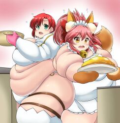 bbw belly big_belly big_breasts boudica_(fate/grand_order) breasts chubby chubby_female curvaceous curvy fate/grand_order fate_(series) female fox_ears fox_girl fox_tail hips huge_belly huge_breasts kurocaze large_belly large_breasts obese obese_female overweight overweight_female tamamo_cat tummy voluptuous