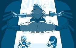 ass berdly big_ass blue_scales cameltoe deltarune deltarune_chapter_2 female female_focus jevans kris_(deltarune) open_legs queen_(deltarune) splits spread_legs