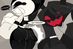 2boys ass ass_slap bendy bendy_and_the_ink_machine demon_single english english_text male non-human original_character toony