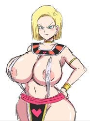 1girls alternate_version_available android_18 blonde blonde_hair blue_eyes cameltoe cleavage curvy dragon_ball erect_nipples female goddess_of_destruction huge_areolae huge_ass huge_breasts momiji_(artist) puffy_nipples short_hair sketch thick_lips voluptuous wide_hips yellow_hair