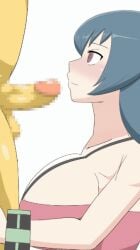 1girls 1pokemon animated arm_bracelets arm_bracers black_tiger_(artist) blowjob blue_hair breast_squish censored censored_penis cum cum_down_throat cum_drip cum_in_mouth cum_in_throat deepthroat dialated_pupils dilated_pupils fellatio gif gym_leader heart huge_breasts human hypno hypnosis kissing kissing_penis kneeling love_heart male_pokemon/female_human mosaic_censoring oral pokemon pokemon_(species) pokephilia sabrina_(pokemon) sabrina_(pokemon_hgss) straps swallowing_bulge swallowing_cum throat_barrier throat_fuck