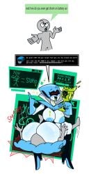 1boy 1girls anon big_ass big_breasts big_butt butt_crush comic deltarune deltarune_chapter_2 drunk facesitting jevans queen_(deltarune) tagme white_skin