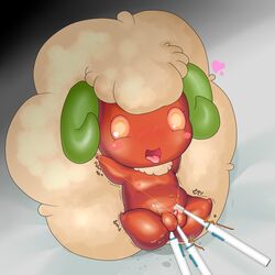 a- blush brown_skin color female female_only feral nude pokemon solo tagme toothbrush vulva whimsicott