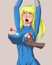 breast_grab female human metroid ml nintendo oneekyou samus_aran tagme zero_suit zero_suit_samus