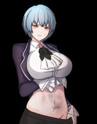 abuse abused angela_(library_of_ruina) angela_(lobotomy_corporation) big_breasts bleeding blood blue_hair blush breasts bruise bruised library_of_ruina project_moon ryona short_hair skirt skirt_down tagme tjaro