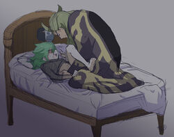 bed closed_eyes father_son forced gay ghetsis_(pokemon) green_hair incest male n_(pokemon) pillow pokemon pokemon_bw rape yaoi