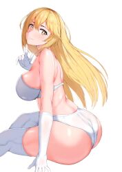 1girls ass_focus big_breasts blonde_hair breasts brown_eyes female female_only long_hair shokuhou_misaki sikijou77o skj_77o solo solo_female solo_focus sparkling_eyes thighhighs to_aru_kagaku_no_railgun to_aru_majutsu_no_index