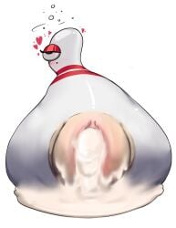 absurd_res after_sex animate_inanimate big_belly blush bodily_fluids bowling_pin cum cum_in_pussy cum_inside digital_media_(artwork) eye_roll female female_only fuckable_pin genital_fluids genitals hi_res inflation leaking_cum markings meme mole_(marking) narrowed_eyes not_furry pussy simple_background solo solo_female superbinario white_body wyer_bowling wyre_bowling_(meme)