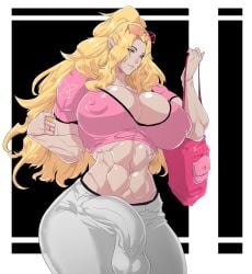 1futa abs athletic athletic_futanari balls big_breasts big_penis blonde_hair breasts bulge cleavage clothed clothing elf erection erection_under_clothes fully_clothed futa_only futanari huge_cock human large_breasts light-skinned_futanari light_skin long_hair muscular muscular_futanari nipple_bulge penis pointy_ears skin_tight solo solo_futa standing tenchizone