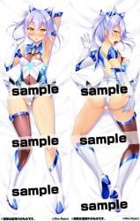 areola_slip areolae bodysuit breasts dakimakura_(medium) fujii_natsumi magical_girl non-web_source purple_hair sample_watermark satou_kuuki small_breasts soukou_seiki_ysphere~_ingyaku_no_sennou_kaizou