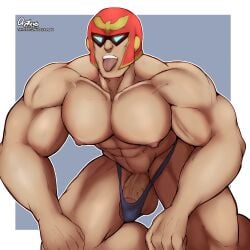 balls bara boner captain_falcon erection erickbsan f-zero gay male male_only muscles muscular penis solo solo_male tongue_out