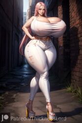 1girls absurd_res absurdres ai_generated athletic big_breasts breasts cleavage curvaceous curves curvy curvy_body curvy_female curvy_figure curvy_hips female female_only hi_res high_heels high_resolution highres hourglass_figure huge_breasts legwear long_legs massive_breasts massive_thighs pink_hair platform_heels sagiri_yuuko shiny_skin solo solo_female solo_focus stable_diffusion thick_thighs thicknesslord triage_x voluptuous voluptuous_female wide_hips yellow_eyes