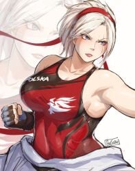 1girls 2d angry batako big_breasts blonde_hair breasts female female_only huge_breasts lidia_sobieska muscular_female tekken tekken_7 tight_clothing