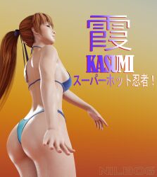 3d ass big_ass bikini dead_or_alive female kasumi_(doa) looking_at_viewer nilbog3d orange_hair pinup ponytail poster