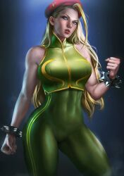 1girls action_pose athletic_female bare_arms bare_shoulders beret big_breasts blonde_hair blue_eyes bracelet bracelets breasts busty cammy_white capcom chun-li_(cosplay) clenched_fists clothed clothed_female clothing facial_scar female female_focus female_only fist fit fit_female fully_clothed green_clothes green_clothing green_leggings green_vest hair_down hips leggings light-skinned_female light_skin logan_cure long_hair military_cap military_hat parted_lips plain_background scar simple_background slim_girl slim_waist solo solo_female solo_focus spiked_bracelet spiked_bracelets standing street_fighter street_fighter_v thick_thighs thighs thunder_thighs tight_clothes tight_clothing tight_fit tight_leggings toned toned_arms toned_body toned_female toned_stomach toned_thighs unitard vest