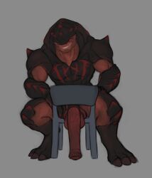 horse_penis horsecock jurdak_chukor krogan looking_at_viewer male male_only mass_effect mass_effect_2 mass_effect_3 oc orange_eyes original_character paracose quads sitting_on_chair smug smug_expression spiked_body