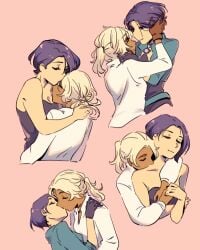 2girls catherine_(fire_emblem) couple cuddling female fire_emblem fire_emblem:_three_houses hugging hugging_from_behind kissing kissing_neck lesbian neck_kiss nintendo shamir_nevrand source_request teires_(teir3s) wholesome yuri