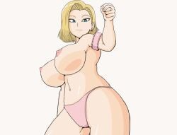 1girls android_18 animated blonde blonde_hair blue_eyes bouncing_ass bouncing_breasts cameltoe cleavage curvy dragon_ball erect_nipples female gif huge_areolae huge_ass huge_breasts maeharasan puffy_nipples short_hair shounen_jump thick_lips voluptuous wide_hips yellow_hair