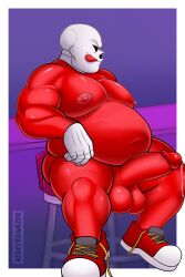 1boy alternate_universe balls cum cum_dripping lightsaber_dick male_only mostly_nude muscular pecs penis penis_focus precum_drip red_body red_penis red_pupils red_tongue redeyedgazer sans shoes shoes_only sitting skeleton smile thick_thighs tongue_out underfell underfell_sans undertale undertale_(series) undertale_au