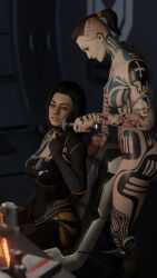 3d bioware collar cyclone_red female female/female fleshlight jack_(mass_effect) mass_effect miranda_lawson nipples potatofire777 subject_zero