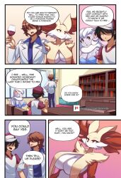 anthro big_breasts bray's_mom breasts cincci_(lucyfercomic) cinccino cleavage comic delphox female furry lucyfercomic midriff nintendo pokémon_(species) pokemon tagme