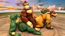 3boys 3d_(artwork) anal anal_sex anthro anthro_on_anthro anthro_penetrated anthro_penetrating_anthro anthrofied bara bowser donkey_kong donkey_kong_(series) erect_nipples erect_penis erection furry gay k_rool looking_at_partner looking_back looking_pleasured male male/male/male male_nipples male_only male_penetrated male_penetrating male_penetrating_male mario_(series) marshali muscular muscular_anthro muscular_male nintendo nipples penetration penis penis_out source_filmmaker super_smash_bros. threesome tie yaoi