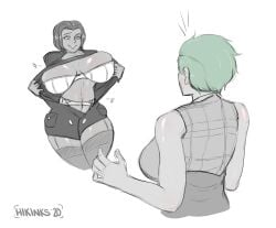 1futa 1girl1futa 1girls 2020 age_difference artist_name big_breasts bra celine_(lycanthieves) clothed clothing dark-skinned_female dark_skin dated female fully_clothed futa_on_female futa_with_female futanari gamila_(lycanthieves) gilf green_hair hikinks huge_breasts human imminent_sex light_skin mature_female older_female restricted_palette skindentation standing thick_thighs thighhighs underwear undressing white_background wide_hips younger_futanari