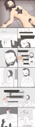 1boy 1girls beard bred_by_daylight chest_hair circumcised comic dancing dead_by_daylight demonettem eating height_difference naked nude_male observer penis shaving size_difference solo_male text the_entity the_observer unconscious