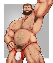 arm_up balls bara bass_armstrong bulge dead_or_alive erickbsan gay hairy male male_only muscles muscular penis solo solo_male