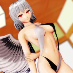 3d big_breasts female kirikok mmd sagume_kishin sling_bikini swimsuit tagme touhou