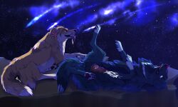 adults alpha_and_omega canid canine canis duo female feral kate_(alpha_and_omega) male male/female mammal marmenuar night sky star wolf ych_result yrakell