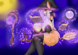 anthro ass big_breasts big_butt breasts clothed clothing female fluffyglitch hat headgear headwear hi_res magic magic_user solo wide_hips witch witch_costume witch_hat