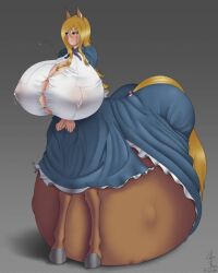 big_breasts blonde_hair breasts centaur coffeeslice curvaceous curvy equid_taur female female_only fetal_movement huge_breasts hyper hyper_pregnancy lactation large_breasts pregnant ready_to_pop taur voluptuous