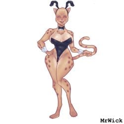 anthro breasts bunny_ears bunnysuit cat_ears cat_humanoid cat_tail catgirl cheetah cheetah_(dc) dc dc_comics feline feline_humanoid feline_pussy furry justice_league looking_at_viewer mrwick playboy_bunny villain wonder_woman_(series)